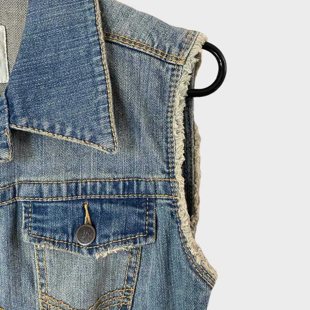 American Rag Denim Jean Vest Women's Medium Button-Front Sleeveless Medium Wash - Picture 7 of 10